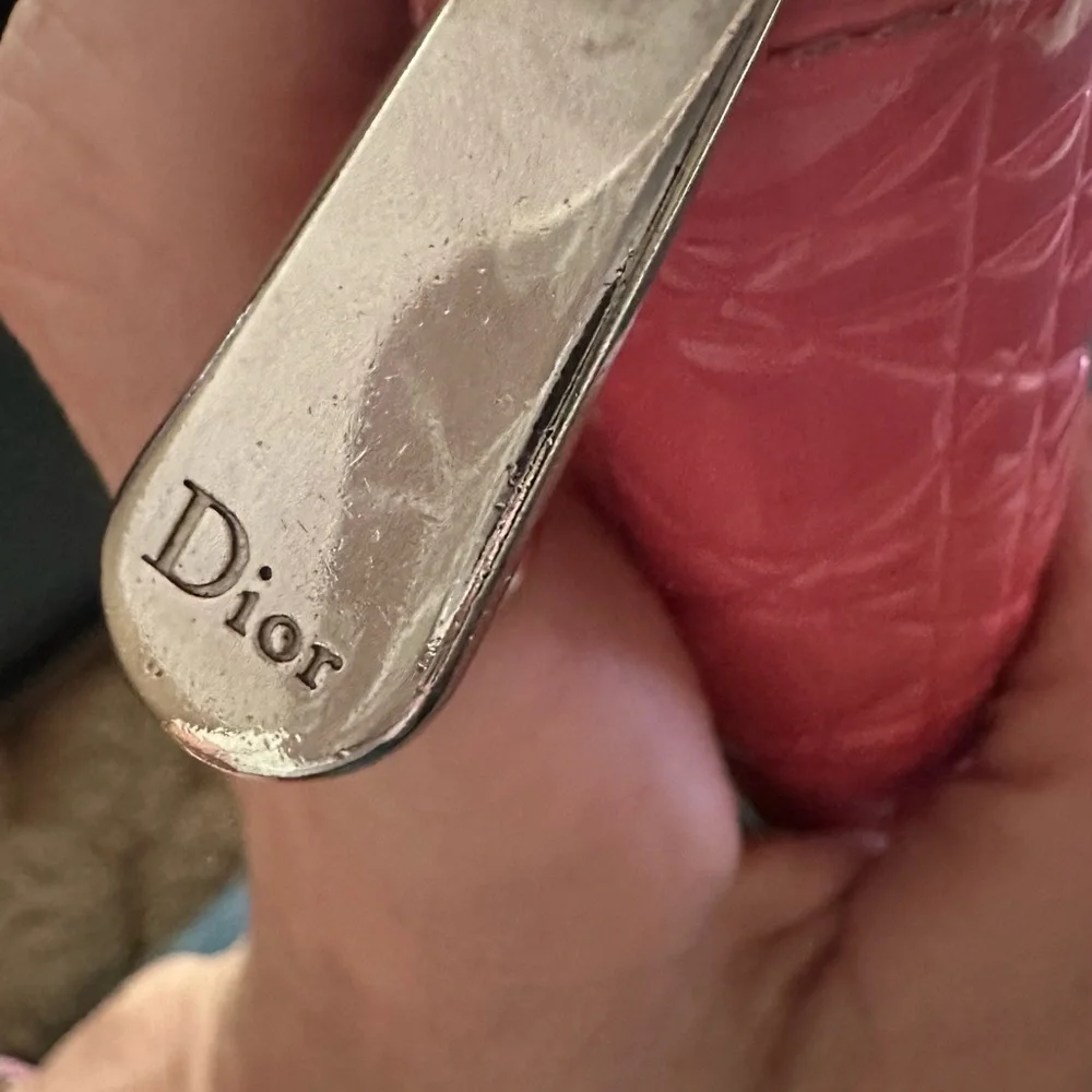 Dior Cannage Patent Leather Zip Around Wallet Coral Pink